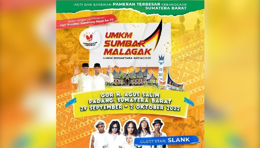 Slank Akan Meriahkan Pameran UMKM Sumbar Malagak 2022