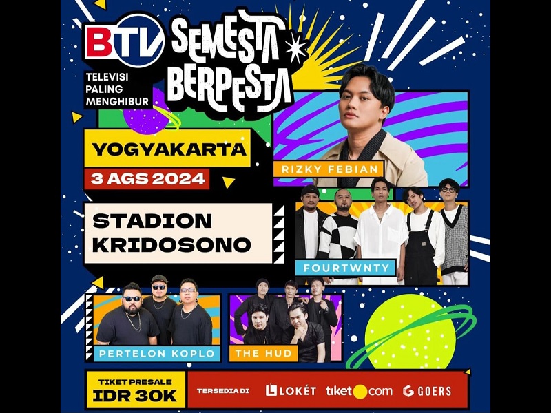 Tiket Cuma Rp30.000, Festival BTV Semesta Berpesta Siap Guncang Yogyakarta: Ada Rizky Febian Hingga Fourtwnty