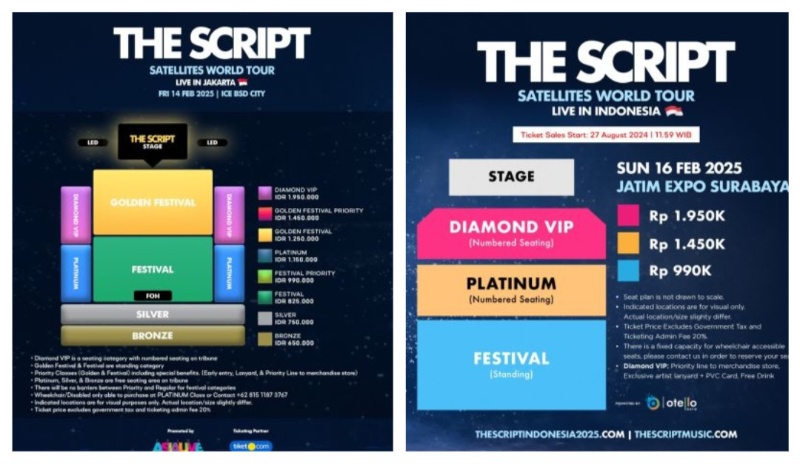 Harga, Denah, dan Link Tiket THE SCRIPT Indonesia 2025