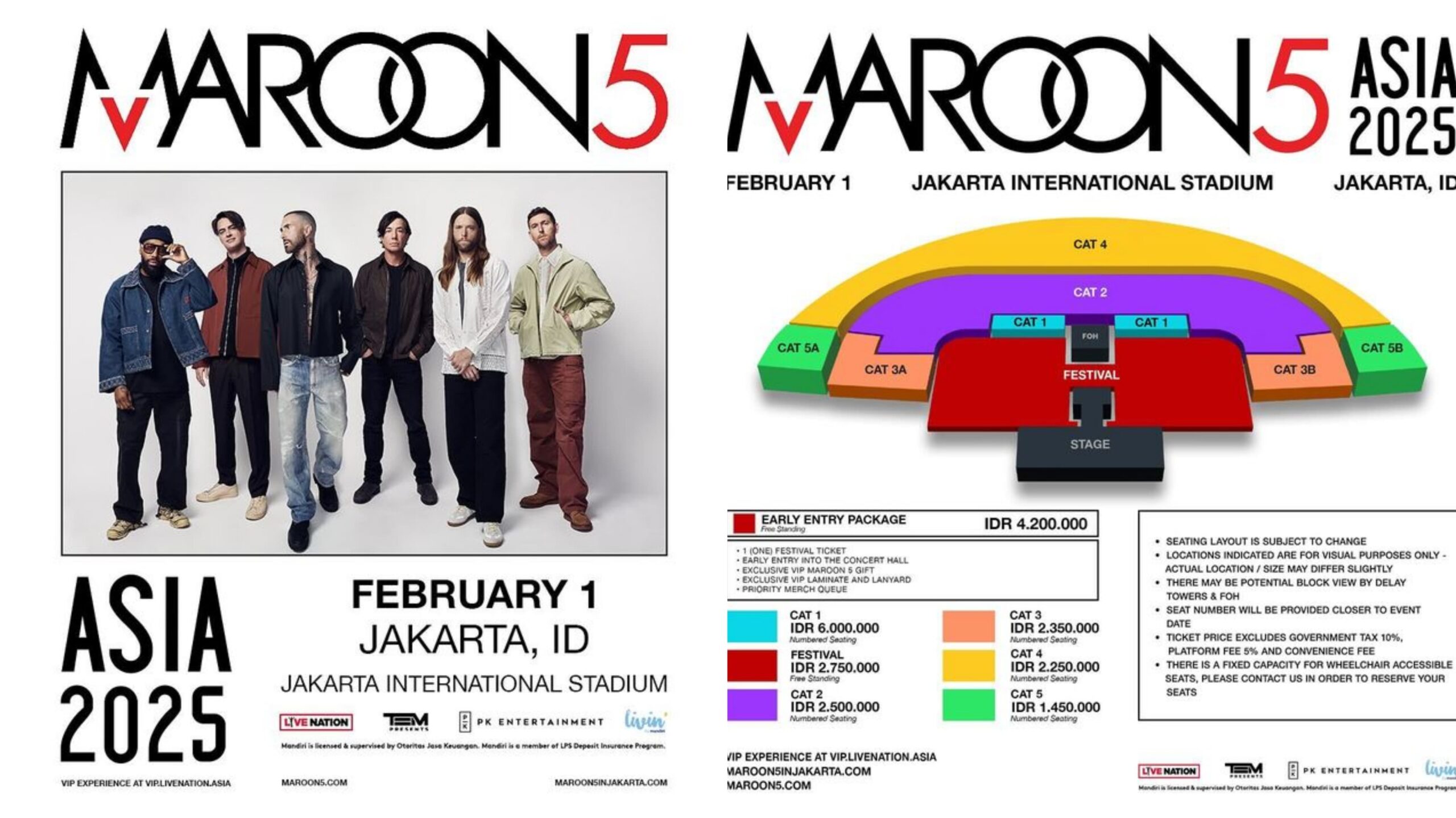 List Harga Tiket Konser Maroon 5 di Jakarta, Catat Jadwalnya!