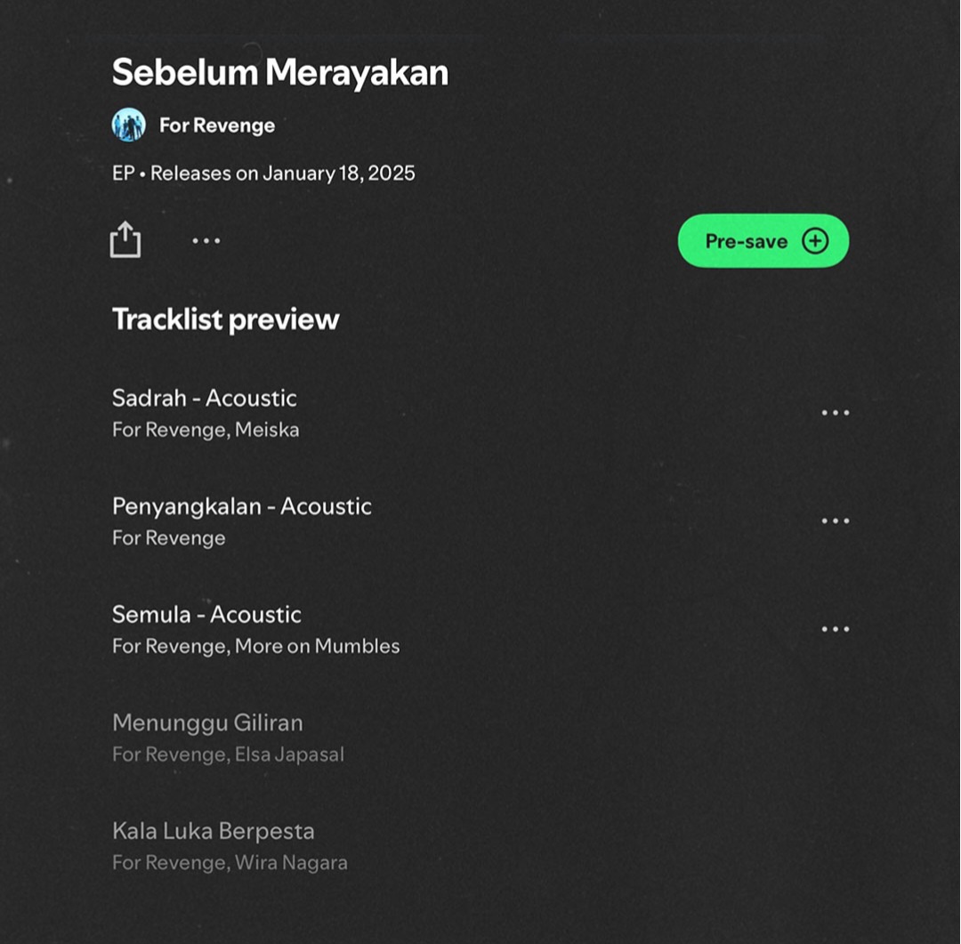 for Revenge Merilis EP 'Sebelum Merayakan', Gaet Elsa Japasal di Lagu 'Menunggu Giliran'